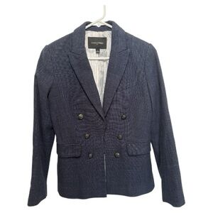 Banana Republic Double-Breasted Navy Textured Blazer Size 2